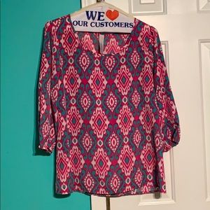 Coveted Clothing Pink Pattern 3/4 Length Blouse